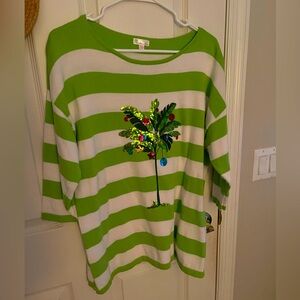 Novelty Holiday knit sweater decorated palm tree size X large petite